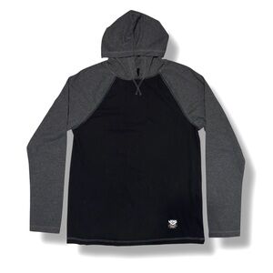 PONY Grey & Black Raglan Sleeve Hooded Long Sleeve Shirt